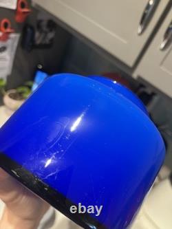 Vintage Murano Italian Cobalt Blue Lidded Glass Jar By Luciano Vistosi