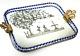 Vintage Murano Italian Etched Mirror & Glass Tray Clear & Blue Rope with Couple