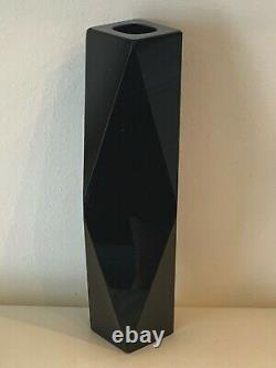 Vintage Murano Italian Faceted Black Glass Vase