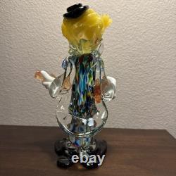 Vintage Murano Italian Glass Clown Musician with Guitar Figurine 8.5In