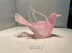 Vintage Murano Italian Glass DOVE Signed FRANCO MORETTI FILIGRANA PINK WOW