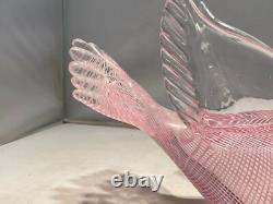 Vintage Murano Italian Glass DOVE Signed FRANCO MORETTI FILIGRANA PINK WOW