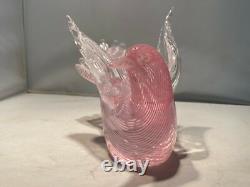 Vintage Murano Italian Glass DOVE Signed FRANCO MORETTI FILIGRANA PINK WOW