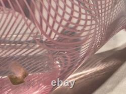 Vintage Murano Italian Glass DOVE Signed FRANCO MORETTI FILIGRANA PINK WOW