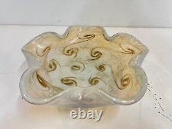 Vintage Murano Italian Hand Blown Starry Night Art Glass Bowl