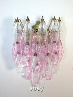 Vintage Murano Italian POLIEDRI glass appliques Carlo Scarpa trasp and pink