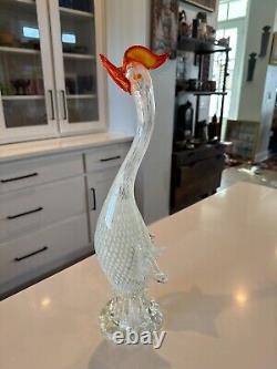 Vintage Murano Italian Venetian Art Glass Bird White Heron Egret Hen, 15