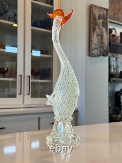 Vintage Murano Italian Venetian Art Glass Bird White Heron Egret Hen, 15