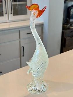 Vintage Murano Italian Venetian Art Glass Bird White Heron Egret Hen, 15