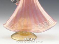 Vintage Murano Italy Art Glass 9-7/8 TALL VENETIAN LADY PINK & GOLD FLECK Mint