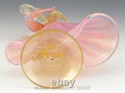 Vintage Murano Italy Art Glass 9-7/8 TALL VENETIAN LADY PINK & GOLD FLECK Mint