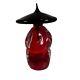 Vintage Murano Italy Art Glass Asian Chinese Figurine Monk Prayer Red & Black