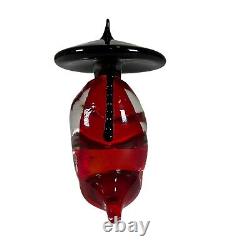 Vintage Murano Italy Art Glass Asian Chinese Figurine Monk Prayer Red & Black