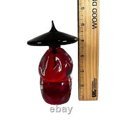 Vintage Murano Italy Art Glass Asian Chinese Figurine Monk Prayer Red & Black