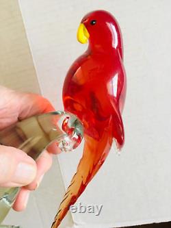 Vintage Murano Italy Art Glass Bird Sculpture Figurine The Red Lory Estate Find