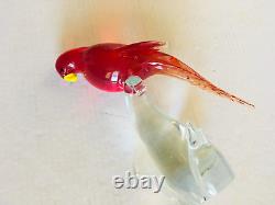 Vintage Murano Italy Art Glass Bird Sculpture Figurine The Red Lory Estate Find