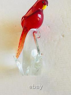 Vintage Murano Italy Art Glass Bird Sculpture Figurine The Red Lory Estate Find