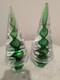 Vintage Murano Italy Art Glass Green and Gold Swirl Christmas Tree 7.5