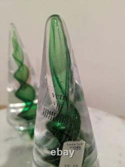 Vintage Murano Italy Art Glass Green and Gold Swirl Christmas Tree 7.5