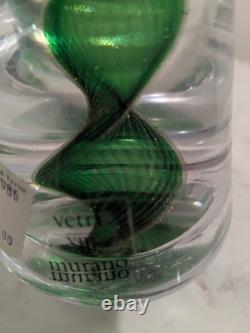 Vintage Murano Italy Art Glass Green and Gold Swirl Christmas Tree 7.5