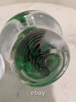 Vintage Murano Italy Art Glass Green and Gold Swirl Christmas Tree 7.5