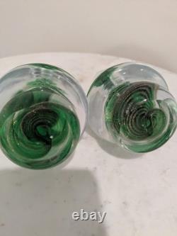 Vintage Murano Italy Art Glass Green and Gold Swirl Christmas Tree 7.5