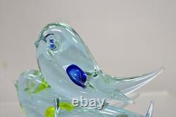 Vintage Murano Italy Art Glass Modernism 3 Birds Perched on Branch Sculpture