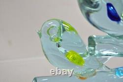 Vintage Murano Italy Art Glass Modernism 3 Birds Perched on Branch Sculpture