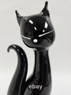 Vintage Murano Italy Black Cat Glass Sculpture Figurine 8 With Sticker