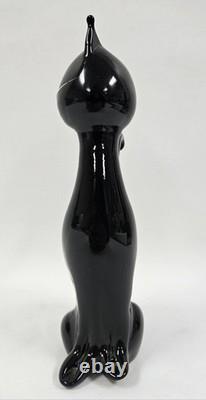 Vintage Murano Italy Black Cat Glass Sculpture Figurine 8 With Sticker
