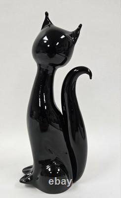 Vintage Murano Italy Black Cat Glass Sculpture Figurine 8 With Sticker
