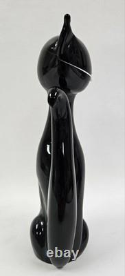 Vintage Murano Italy Black Cat Glass Sculpture Figurine 8 With Sticker