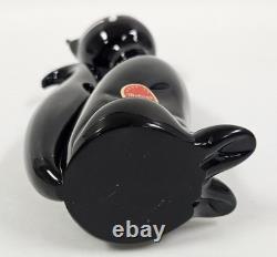 Vintage Murano Italy Black Cat Glass Sculpture Figurine 8 With Sticker
