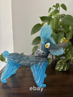 Vintage Murano Italy Blue Dog Figurine Sculpture Venetian Art Glass Hand Blown