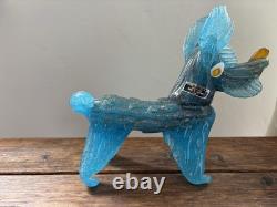 Vintage Murano Italy Blue Dog Figurine Sculpture Venetian Art Glass Hand Blown
