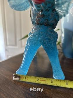 Vintage Murano Italy Blue Dog Figurine Sculpture Venetian Art Glass Hand Blown