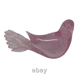 Vintage Murano Italy Filigrana Pink Dove Glass Hand Made Bird Signed FLAW RARE