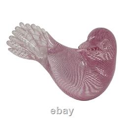 Vintage Murano Italy Filigrana Pink Dove Glass Hand Made Bird Signed FLAW RARE