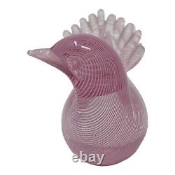 Vintage Murano Italy Filigrana Pink Dove Glass Hand Made Bird Signed FLAW RARE
