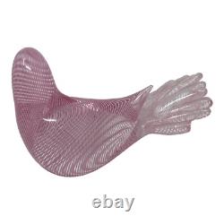 Vintage Murano Italy Filigrana Pink Dove Glass Hand Made Bird Signed FLAW RARE