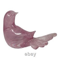 Vintage Murano Italy Filigrana Pink Dove Glass Hand Made Bird Signed FLAW RARE