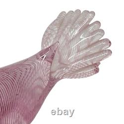 Vintage Murano Italy Filigrana Pink Dove Glass Hand Made Bird Signed FLAW RARE