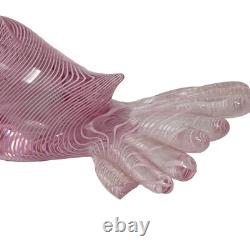 Vintage Murano Italy Filigrana Pink Dove Glass Hand Made Bird Signed FLAW RARE