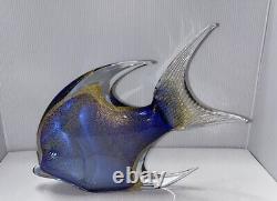 Vintage Murano Italy Formia Fish Gold Polveri Art Glass Large Sculpture