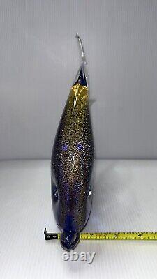 Vintage Murano Italy Formia Fish Gold Polveri Art Glass Large Sculpture
