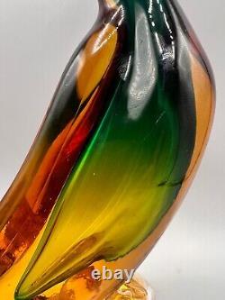 Vintage Murano Italy Glass Bird Heron Large Gold Polveri 15H Excellent MCM