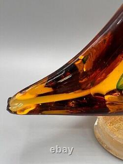 Vintage Murano Italy Glass Bird Heron Large Gold Polveri 15H Excellent MCM