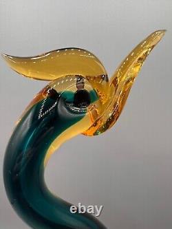 Vintage Murano Italy Glass Bird Heron Large Gold Polveri 15H Excellent MCM