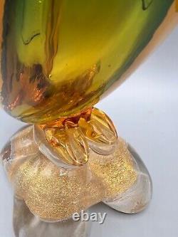 Vintage Murano Italy Glass Bird Heron Large Gold Polveri 15H Excellent MCM