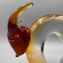 Vintage Murano Italy Glass Licio Zanetti Amber Bull 7.5L 5H Horns Signed
